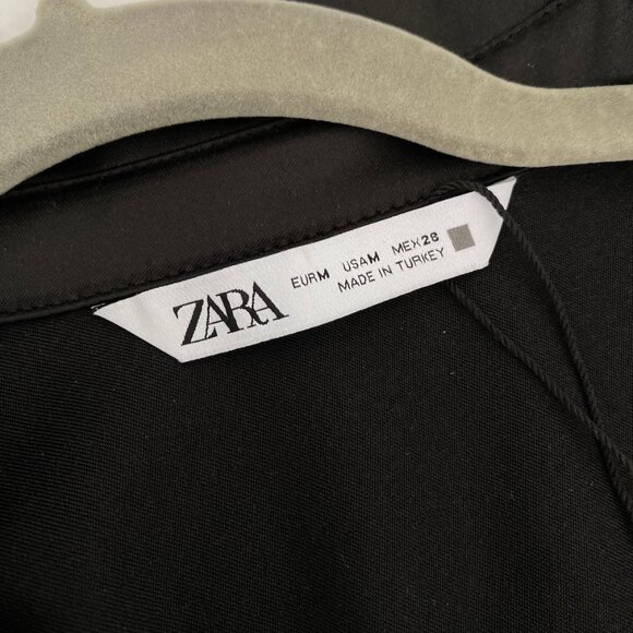 NWOT Zara Ruched Front Satin Black Mini Dress Size Medium - Picture 5 of 5